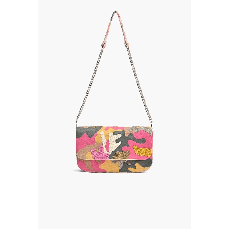Pink Camo Embellished Shoulder Bag
