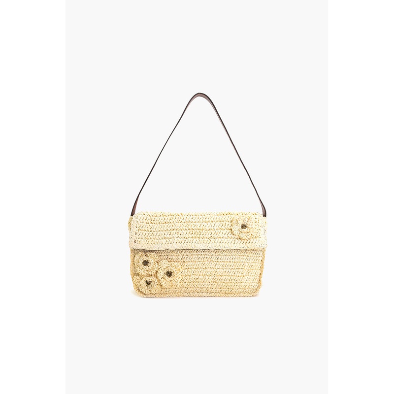 Raffia Flap Shoulder Bag
