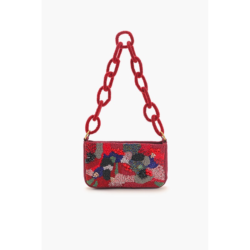 Ruby Glamour Beaded Shoulder Bag