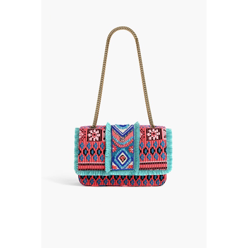 Southwest Floral Bloom Beaded Shoulder Bag