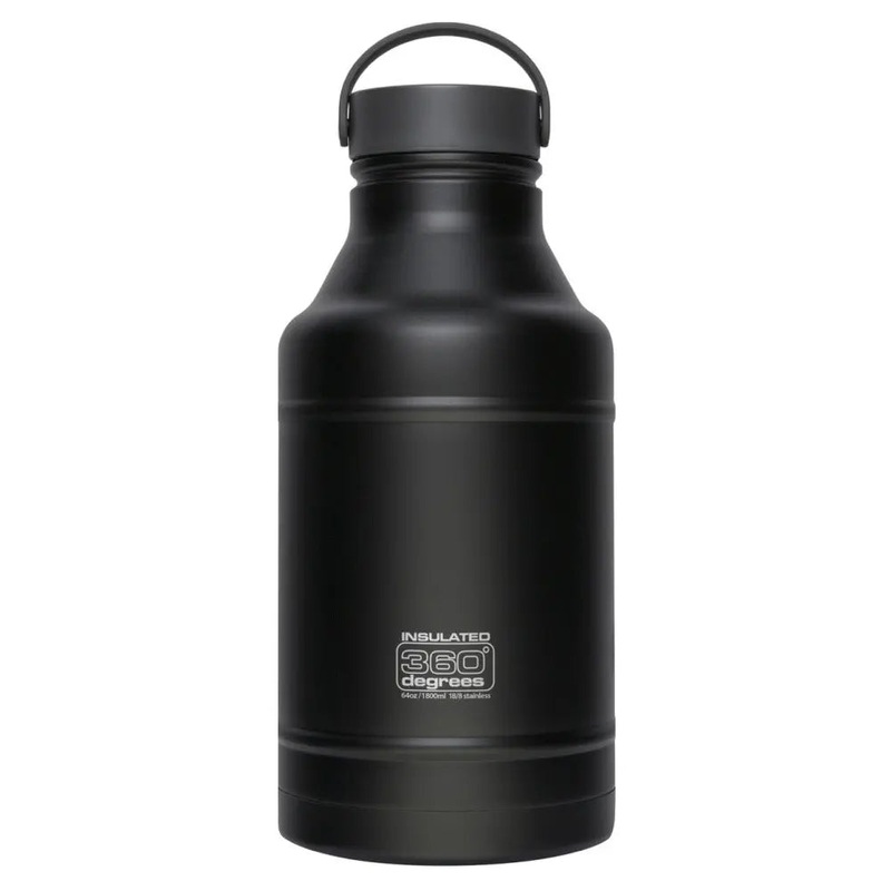 360 Degrees Vacuum Insulated Stainless Steel 1800mL Growler Drink Bottle - Black