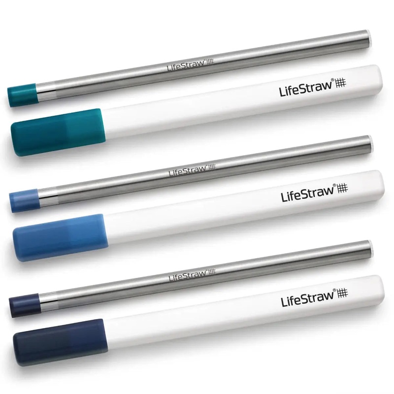 LifeStraw SIP Stainless Steel Filter Straw with Carry Case (3 Pack) - Stormy / Laguna / Midnight