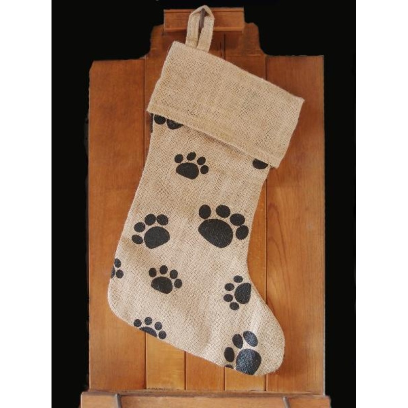 17 in Jute Christmas Stocking with Paw Design Bulk - CS157J (6 Pack)