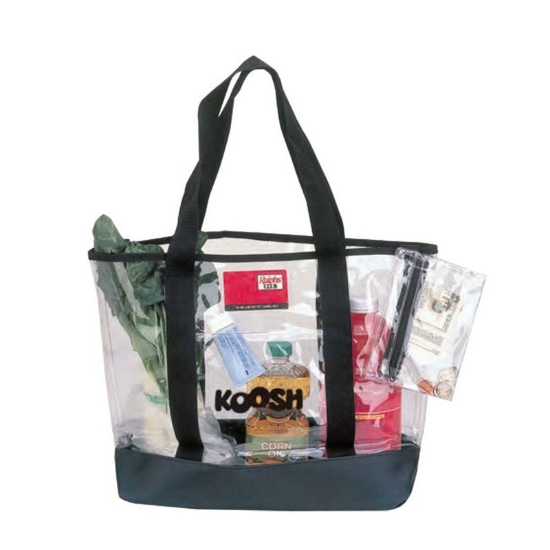 6 ct Transparent Clear Tote Bag with Zippered Pouch - By Bundle