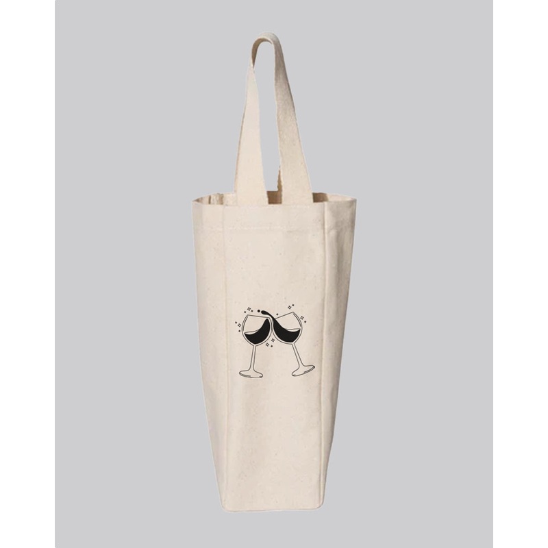 Canvas Single Wine Tote Bag - Custom Canvas Wine Bag w/ Your Logo