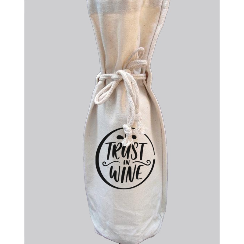 Canvas Wine Bag with Drawstring for Wedding Decorations w/ Your Logo