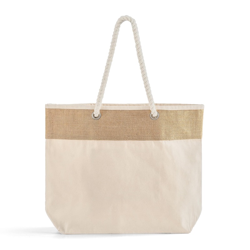 Closeout Large Fancy Canvas Rope Tote Bag - RJ260