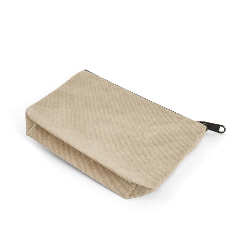 Zippered Jute / Canvas Pouch Cosmetic Bag with Gusset
