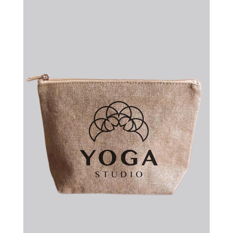 Zippered Jute / Canvas Pouch Cosmetic Bag with Gusset w/ Your Logo