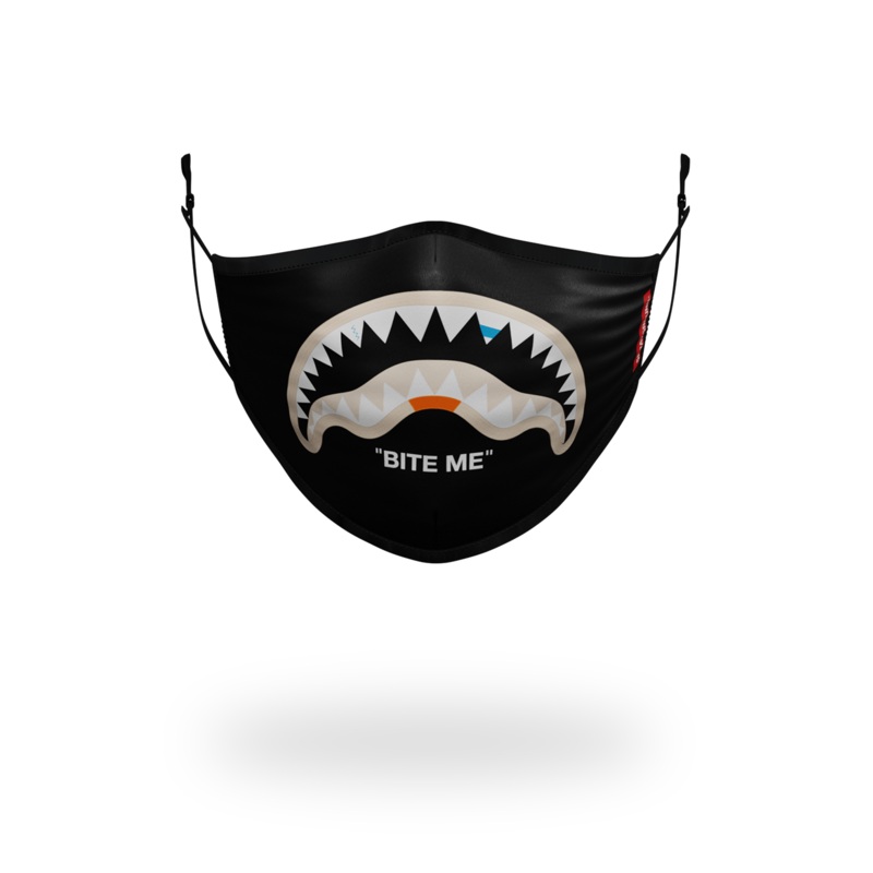 BITE ME SHARK (BLK) POLYESTER FACE MASK