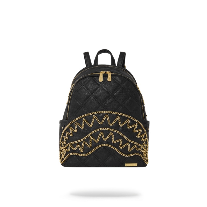 NOIR QUILT GOLD CHAIN SHARK SAVAGE BACKPACK