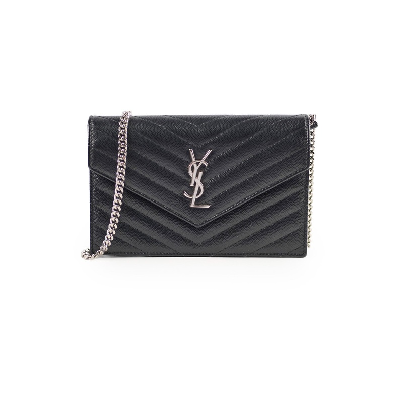 Saint Laurent Cassandre Envelope Wallet on Chain WOC Black
