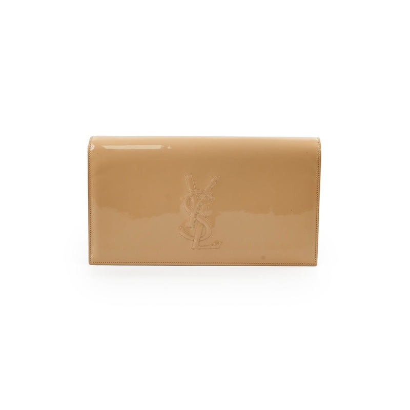 Saint Laurent Clutch Large Patent Clutch Beige