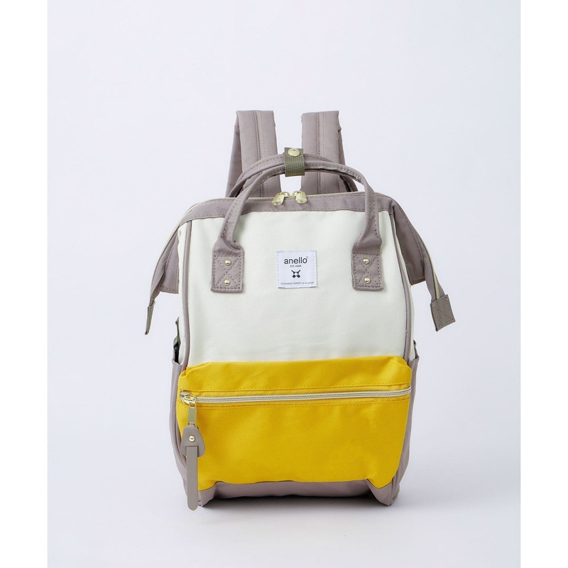 Anello Cross Bottle Kuchigane Backpack S (White/Mustard/Beige)