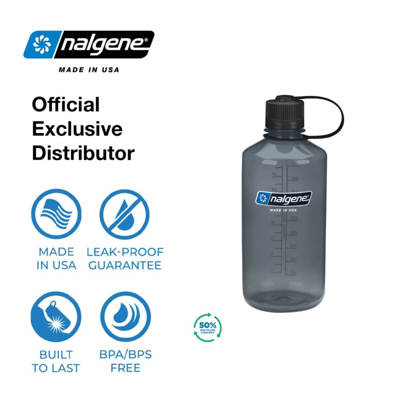 Nalgene 32oz Narrow Mouth Sustain Water Bottle  - Gray