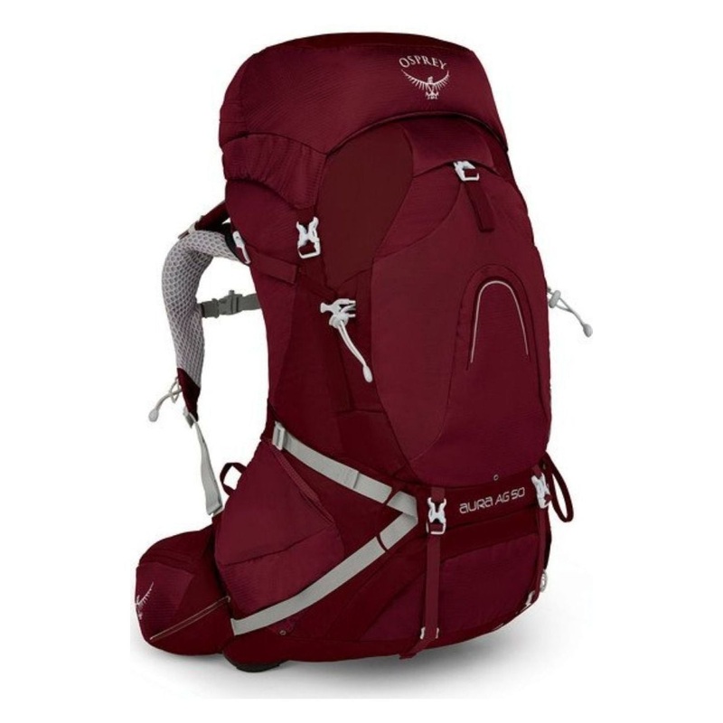 Osprey Aura AG 50 Backpack with Raincover - Medium - Women's Backpacking (Gamma Red)