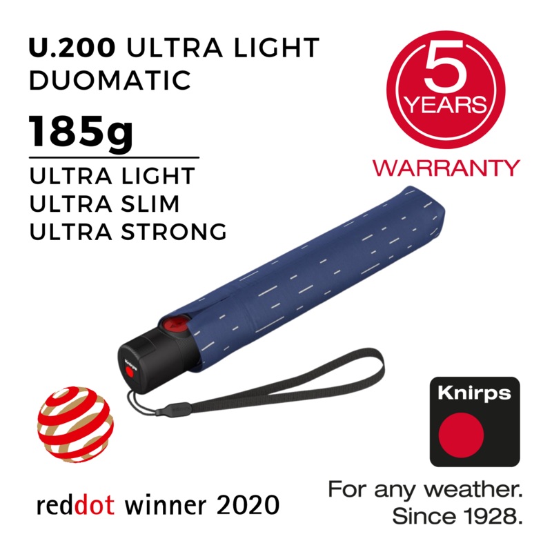 Knirps U.200 Ultra Light Duomatic Umbrella - Rain Blue (Print)