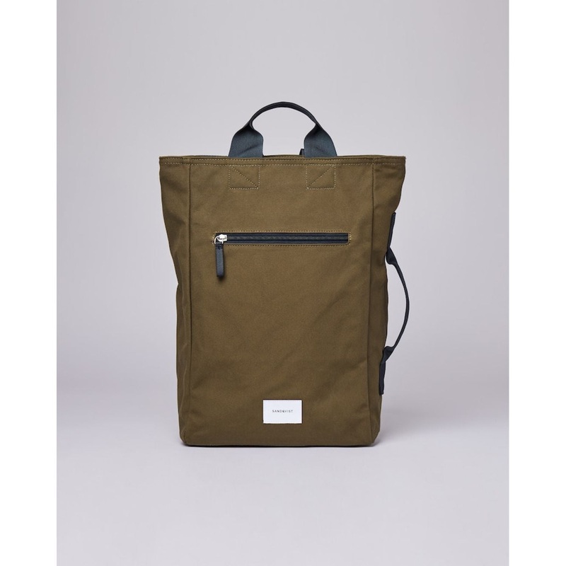 Sandqvist Tony Vegan Backpack - Olive W/ Navy Webbing