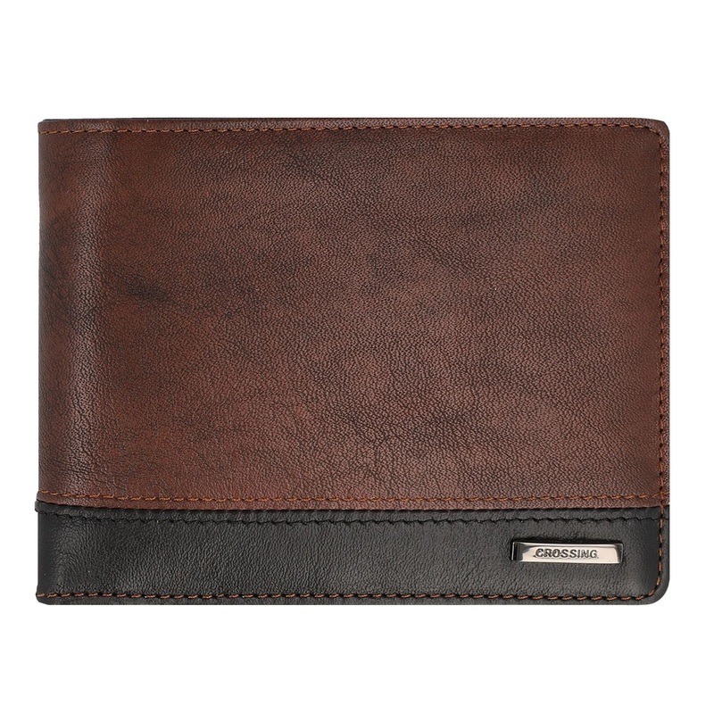 Crossing Antique Bi-fold Leather Wallet With Coin Pouch - Timber - Cafe