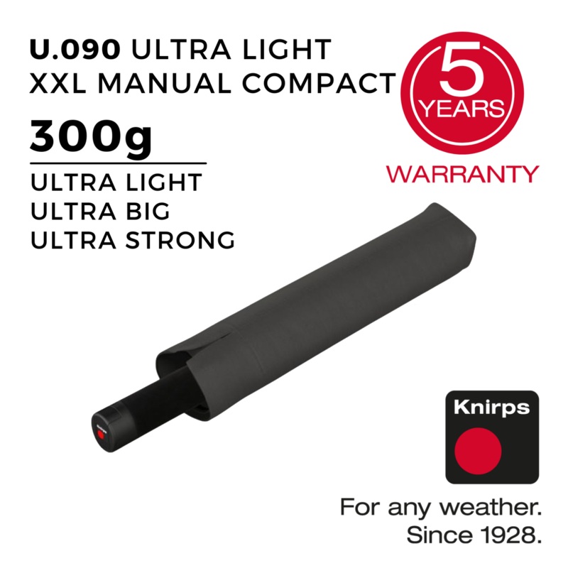 Knirps U.090 Ultralight XXL Manual Compact Umbrella - Dark Grey