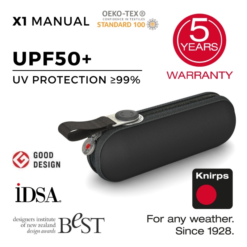 Knirps X1 Manual Umbrella (UV Protection) - Black