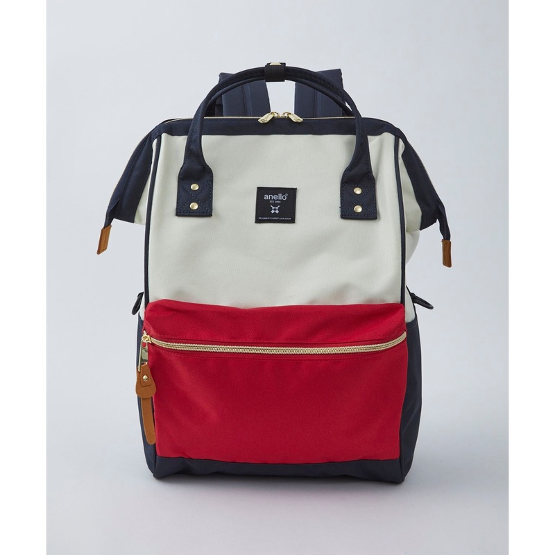 Anello Cross Bottle Kuchigane Backpack R (Navy/White/Red)