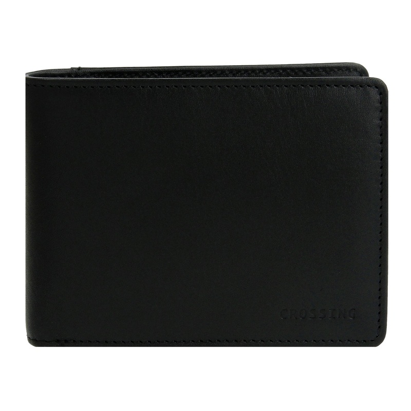 Crossing Vintage Slim Leather Wallet With Coin Pocket [5 Card Slots] - Black