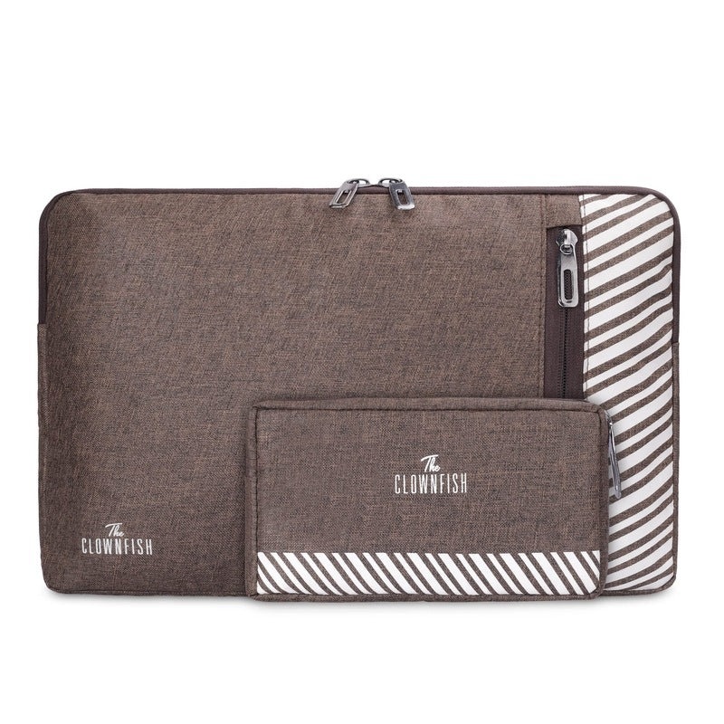 Combo: 15.6 inch Laptop Sleeve & Multipurpose Travel Pouch | Ideal for Accessories | Brown