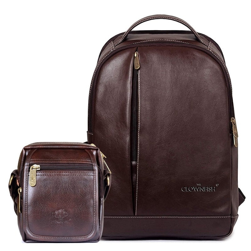 Combo: 27L Laptop Backpack & 13" Tablet Sleeve | Vegan Leather & Polyester | Hickory