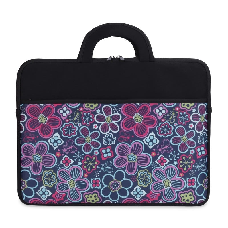 THE CLOWNFISH Floral Polyester Unisex 13 inch Tablet Case Laptop Sleeve Laptop Case Slipcase (Black)