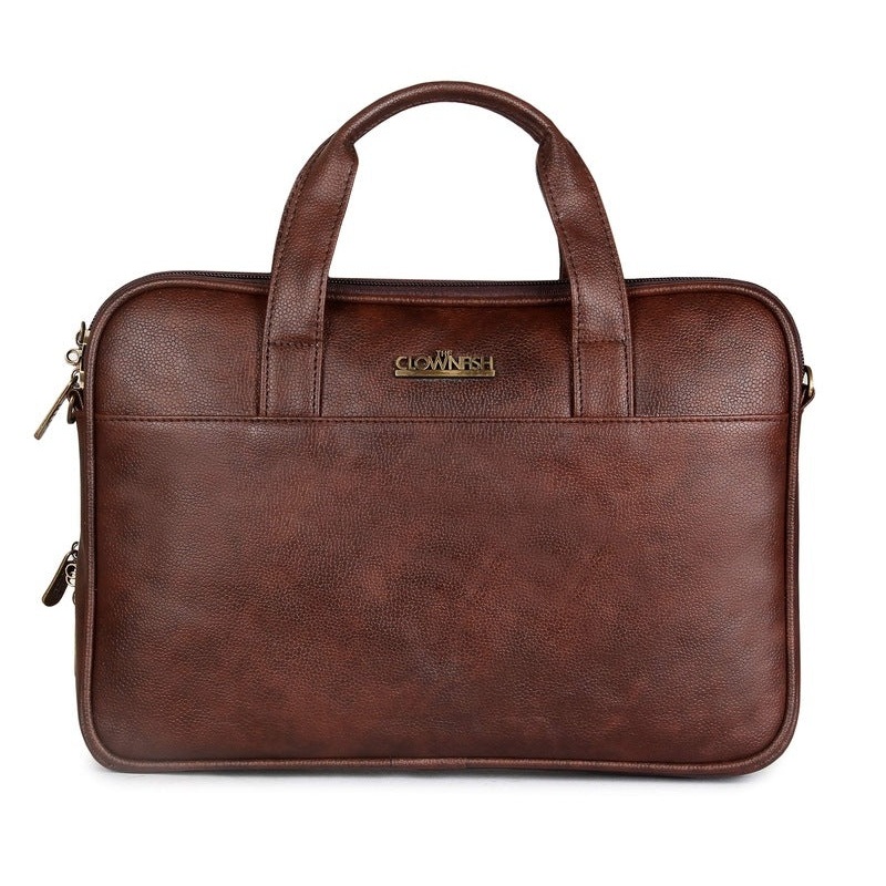 THE CLOWNFISH Herald: Unisex Messenger Bag - Lightweight & Durable | Padded Laptop Compartment | 12 inch | Dark Brown