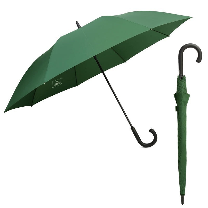 THE CLOWNFISH Umbrella Celebrity Series Single Fold Auto Open J- shape Handle Waterproof Pongee Umbrellas For Men and Women (Green)