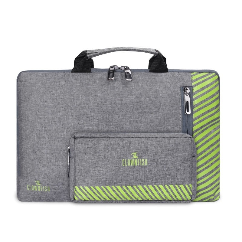 Combo: 15.6 inch Laptop Sleeve & Multipurpose Pouch | Carry Handle & Spacious Design | Grey