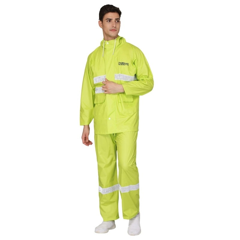 Men Rain Coat Waterproof - Reflective, Seam-Sealed | Jacket & Pants | 2XL | Green