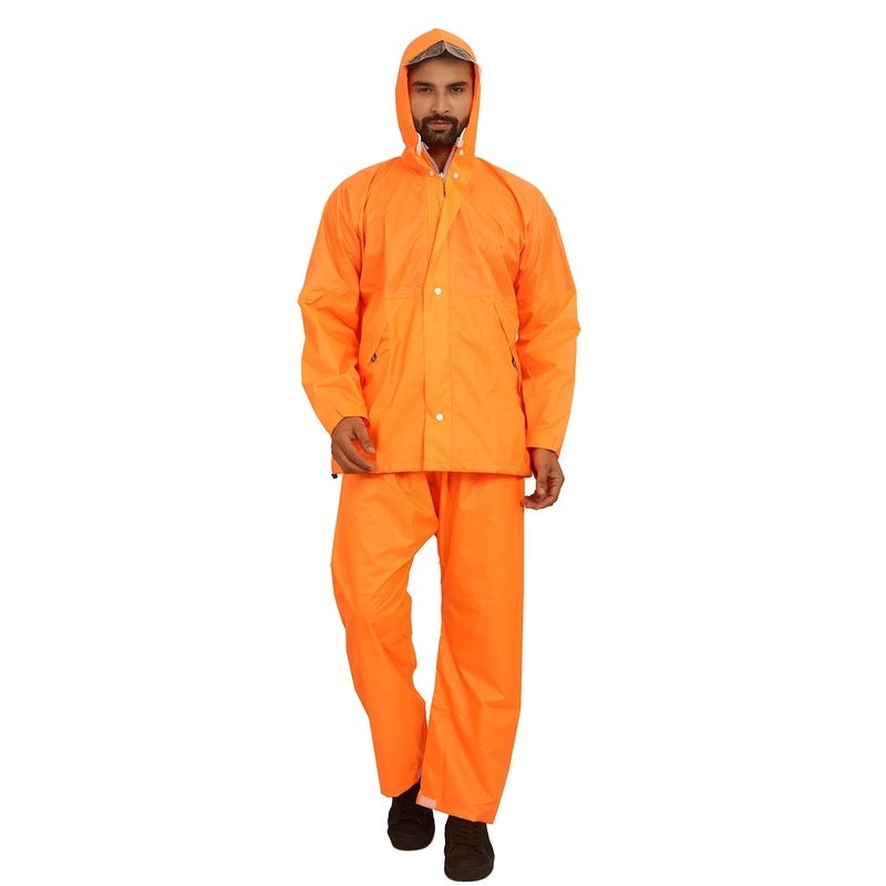 Men Raincoat - Waterproof with Reflective Stripes | Set of Top & Bottom | XX-Large | Classic Pro Brown
