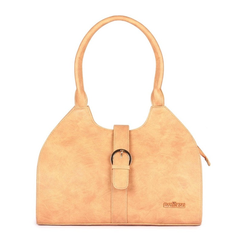Synthetic Messenger Bag with Expandable Features | 35 cms | Beige