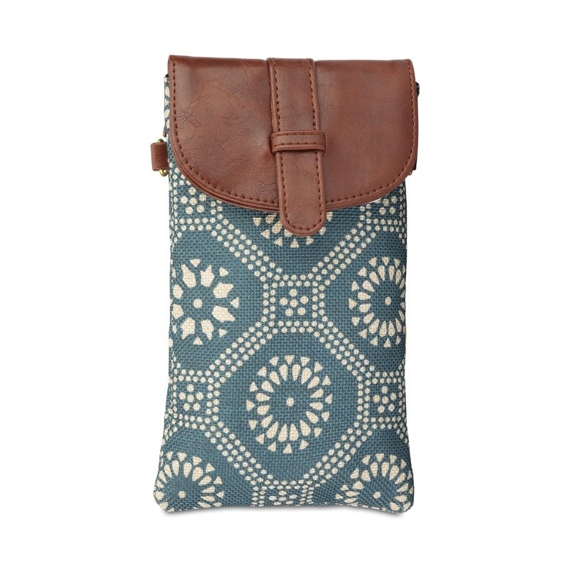The CLOWNFISH Flexiflare Sling Bag - Durable Handicraft Fabric | Adjustable Strap | Compact Essentials | Cerulean Blue