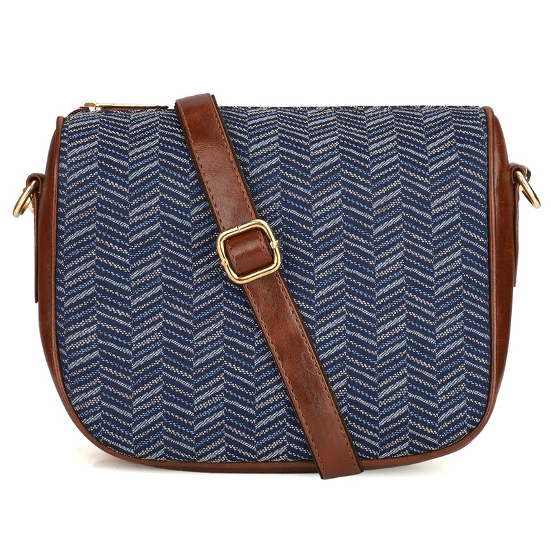 THE CLOWNFISH Garnet Series Printed Handicraft Fabric & Tapestry Crossbody Sling Bag for Women Ladies Single Shoulder Bag Shoulder Belt (Beige)