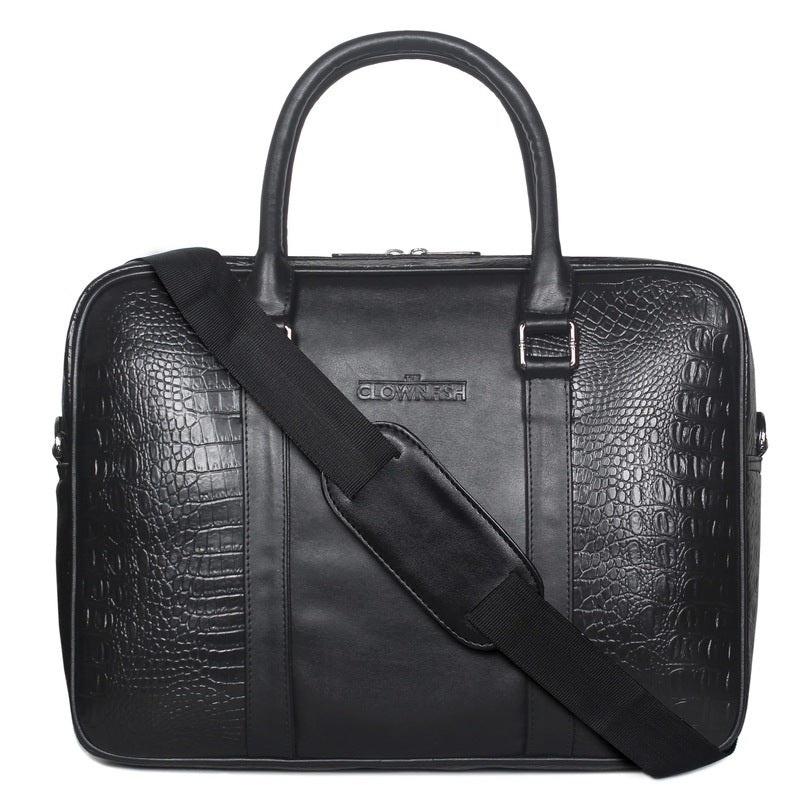 THE CLOWNFISH Glendon: Stylish Faux Leather Laptop Messenger Bag | Adjustable Strap | 14 inch | Jet Black