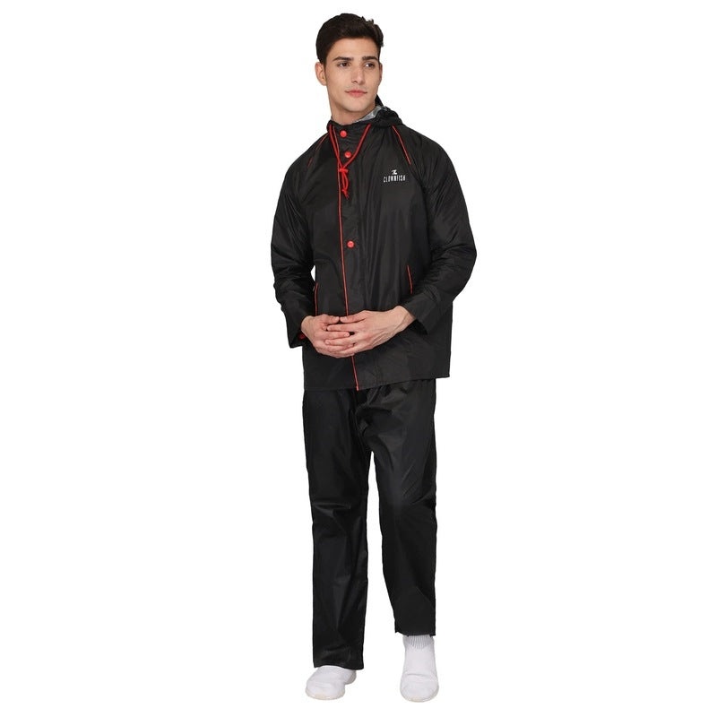 THE CLOWNFISH Men's Solid Raincoat (CAPTAIN-202-XXL_Black_XX-Large)