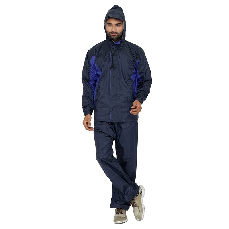 THE CLOWNFISH Men's Waterproof Reversible Raincoat - Reflective | Set of Top and Bottom | XXXL | Black