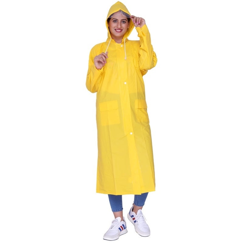 THE CLOWNFISH Polyester Long Length Raincoats For Women Waterproof Reversible Double Layer. Brilliant Series (Red, X-Large)