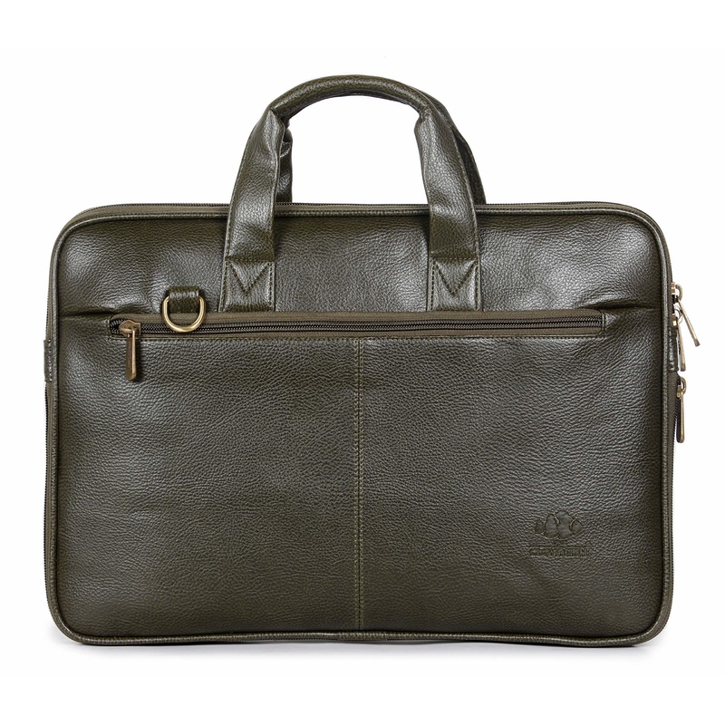 THE CLOWNFISH Unisex Cadmus Faux Leather Slim Expandable 12 Inch Laptop Messenger Bag Laptop Briefcase (Green)