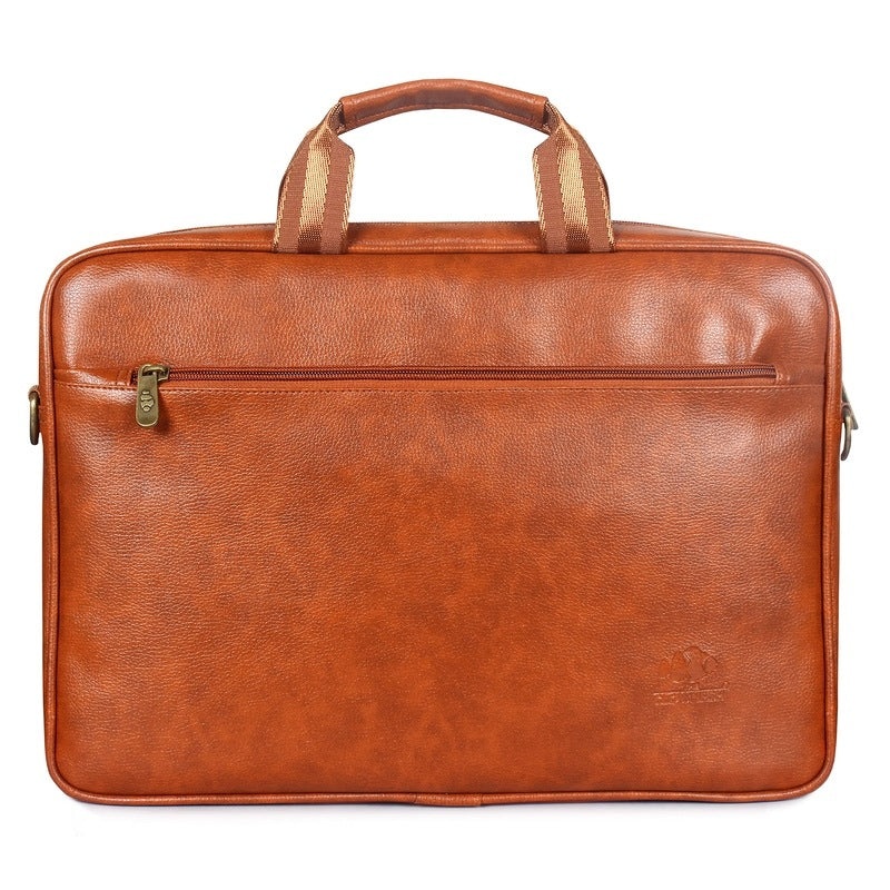 THE CLOWNFISH Zeus Faux Leather 15.6 inch Laptop Messenger Bag Briefcase (Tan)