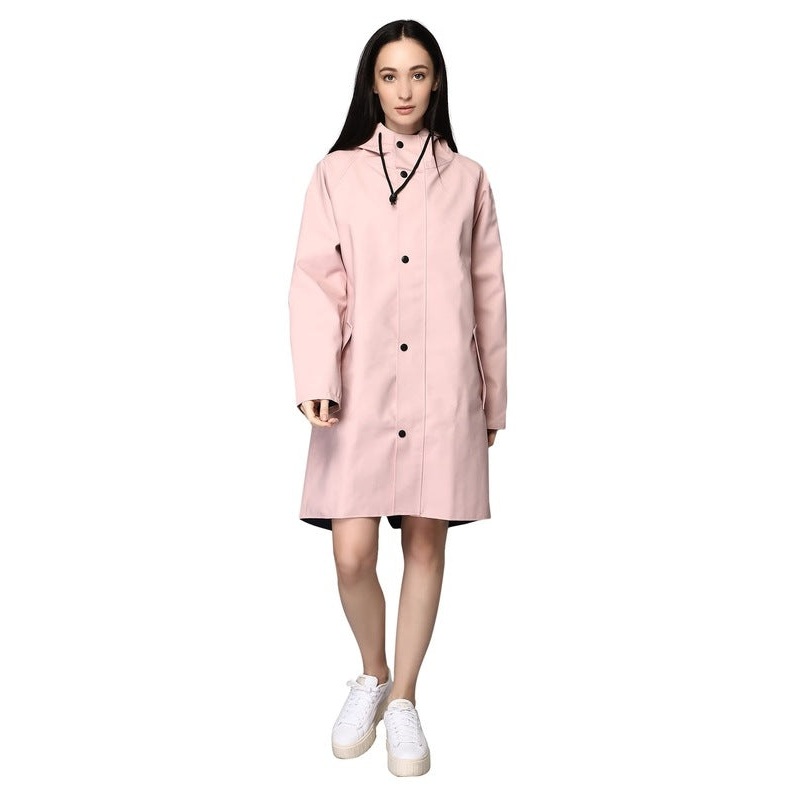 Women Rainwear - Waterproof Reversible Long Coat | Pack of 1 | Tiara Pink | Size: Large