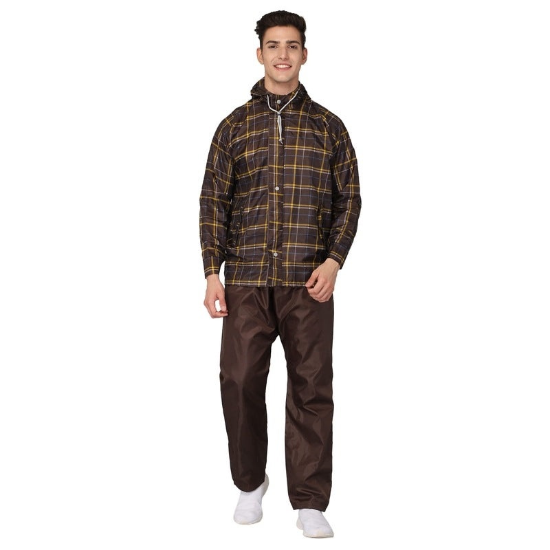 THE CLOWNFISH Monarch Men's Waterproof Raincoat | Top & Bottom Set | Large | Navy Blue