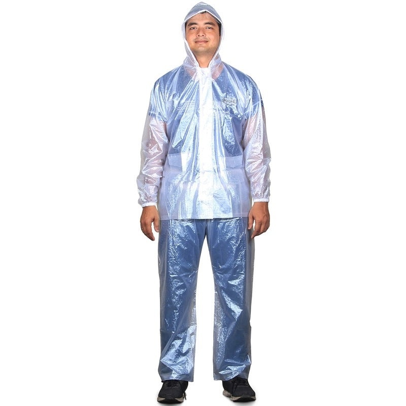 The CLOWNFISH Speed Series: Men's Waterproof Raincoat with Hood | Set of Top and Bottom | XX-Large | White
