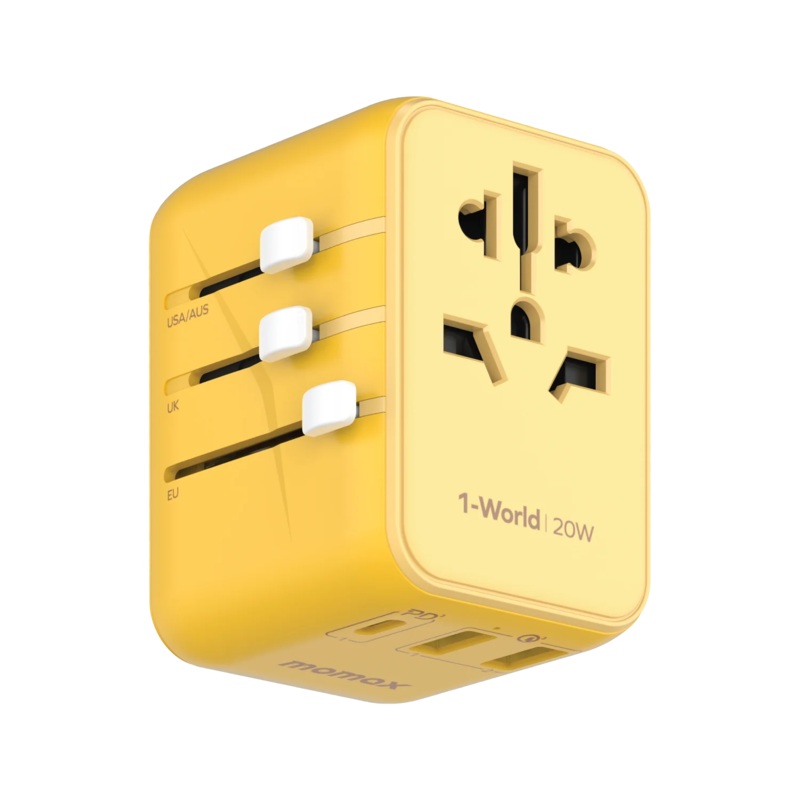 1-World 20W 3-Port+AC Travel Adapter UA11