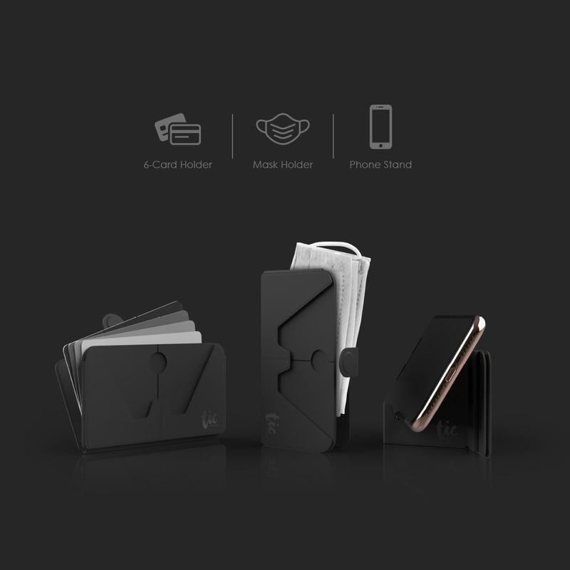 Tic Holder - Card-sized foldable holder for Phone / Mask