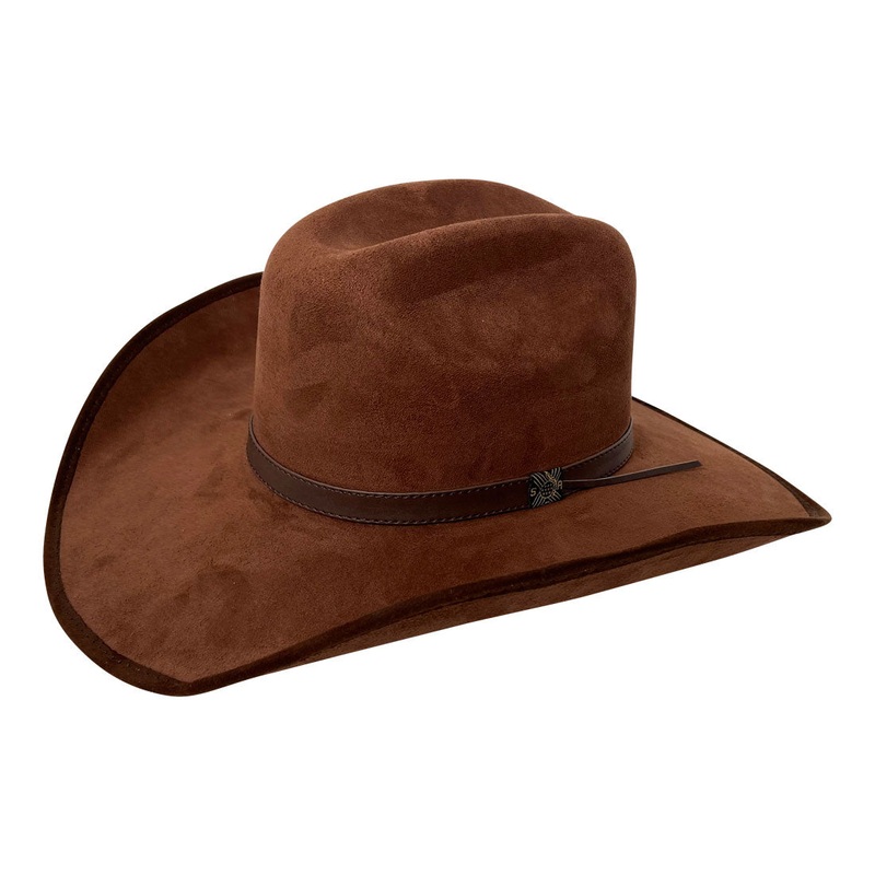 Wide Brim Cowboy Style Hat Handmade from 100% Oaxacan Suede - Chocolate Brown